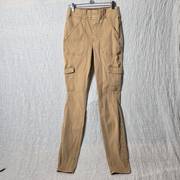 Spanx Cargo Pants Womens Size M Brown Cargo Stretch Twill Ankle Jeans Dyed - Picture 1 of 9